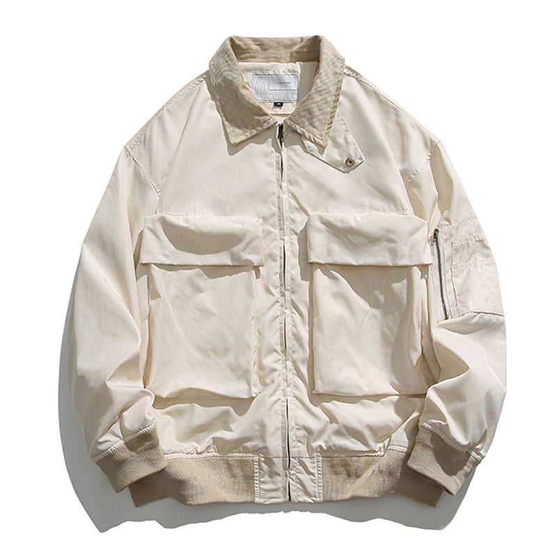 3D large pocket switch neck flight jacket