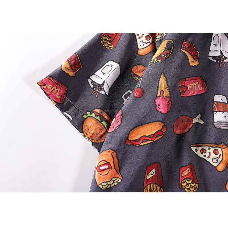 Lightweight Aloha Shirt with Turndown Collar and Fruit Print for Summer