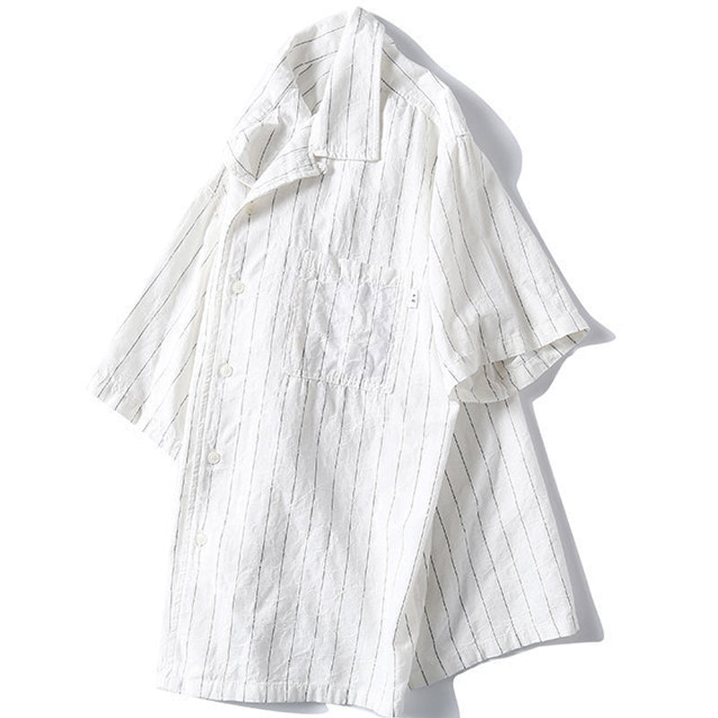 New summer border linen short sleeve shirt