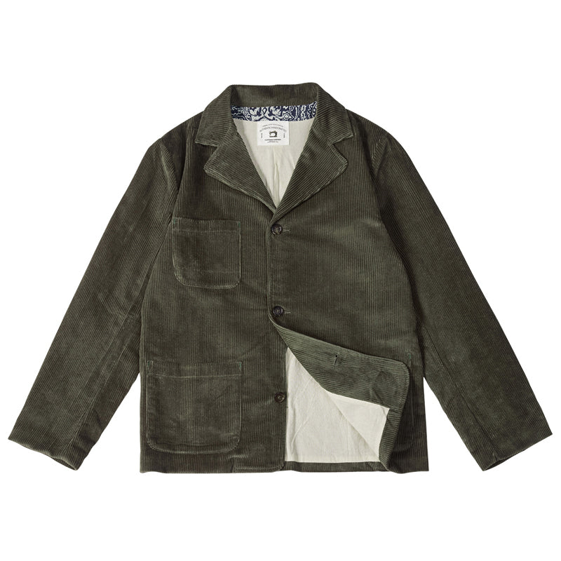 Olive green cotton corduroy tailored jacket