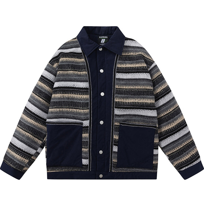 Switched blouse collar ethnic style jacket