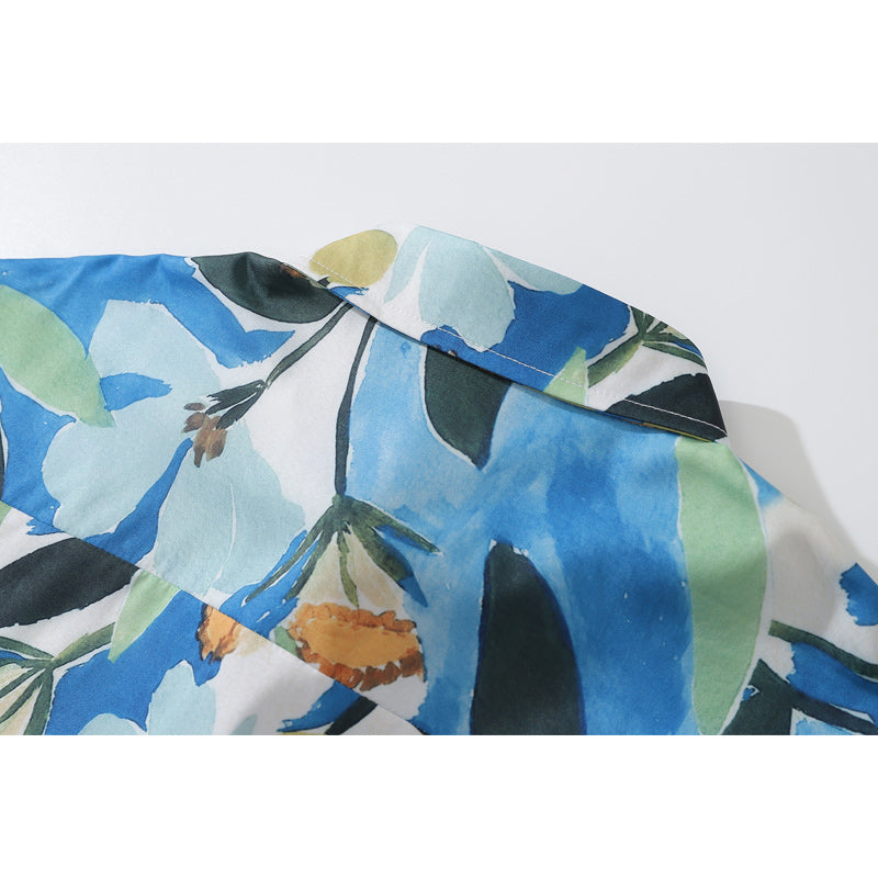 Long Sleeve Vacation Painting Print Shirt