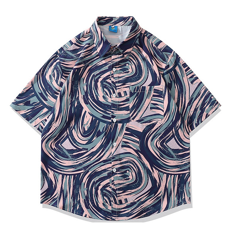 Geometric all-over print aloha shirt