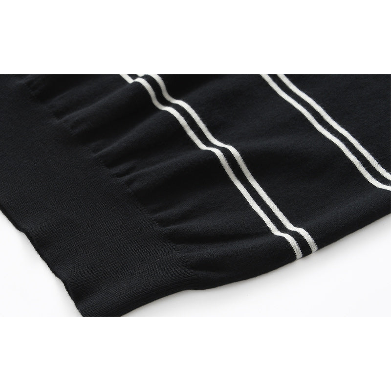 Classic horizontal striped high-quality knit T-shirt for commuting