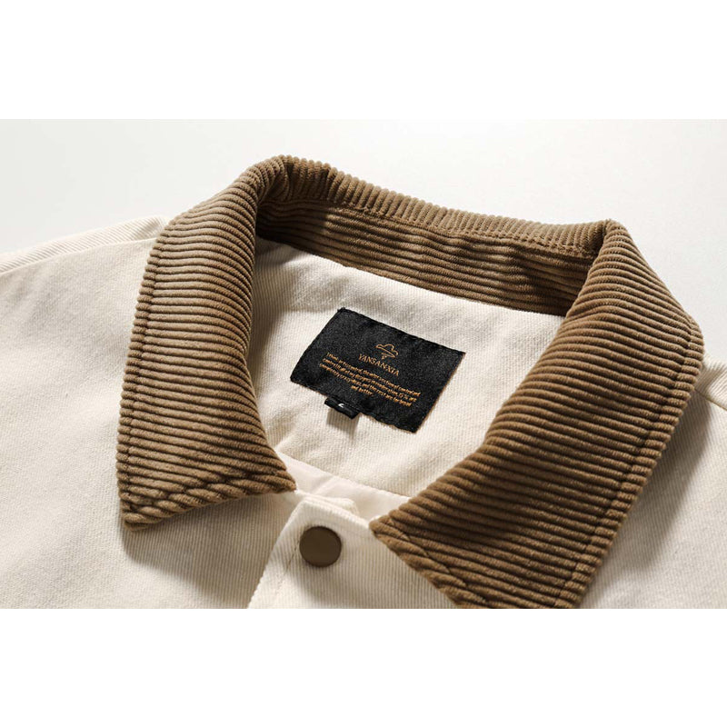 Mixed color turndown collar striped button jacket