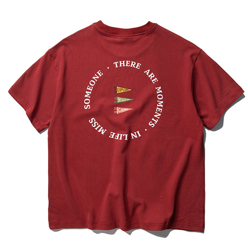 Back alphabet print short sleeve T-shirt