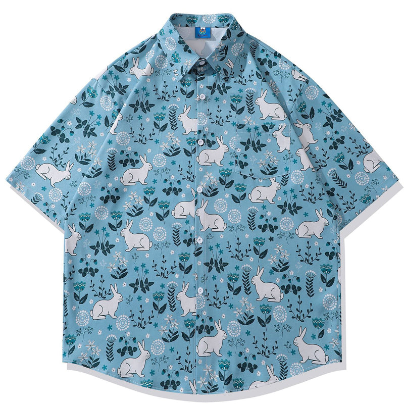 New for summer: rabbit print short-sleeved shirt