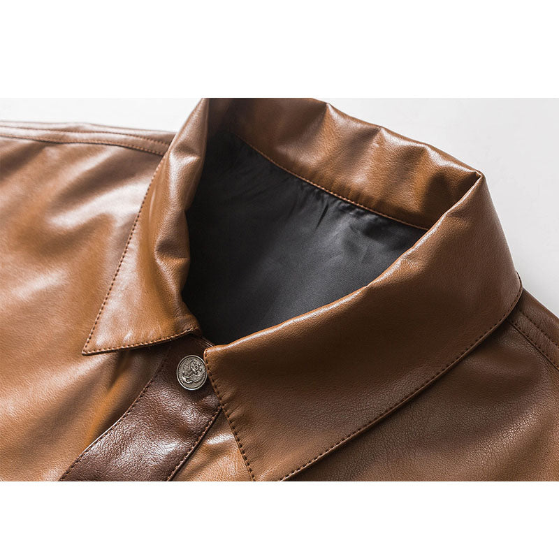 Corduroy embroidered shirt collar jacket
