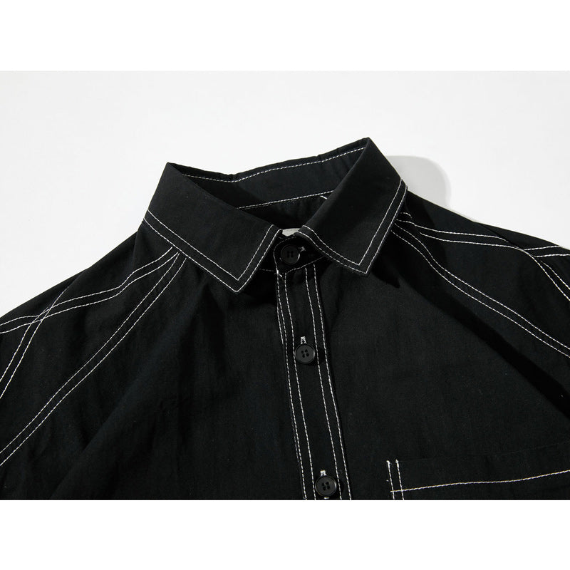 Fashion loose pocket long sleeve shirt