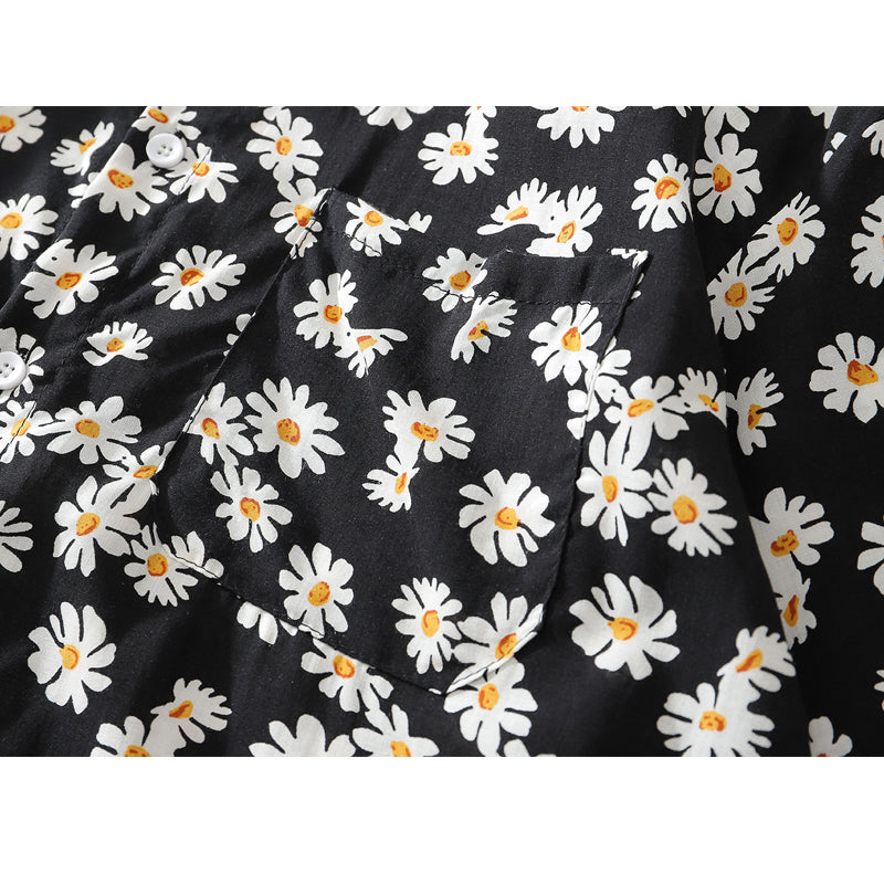New summer daisy print short sleeve shirt