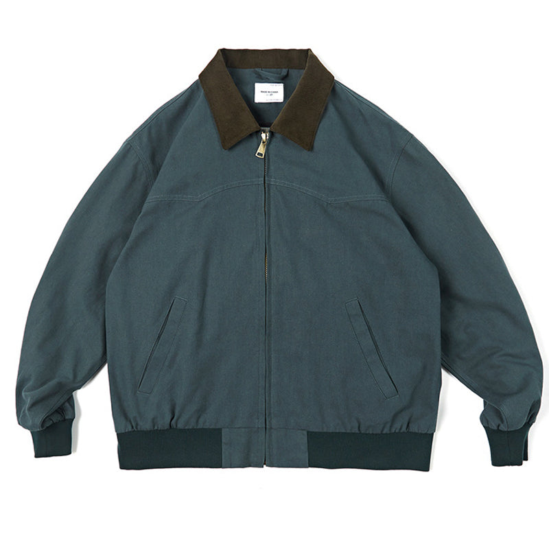 Plain corduroy neck casual jacket