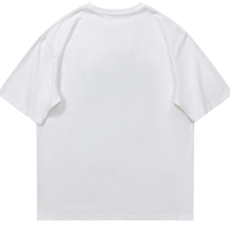 Drinking Cat Print Crew Neck T-Shirt