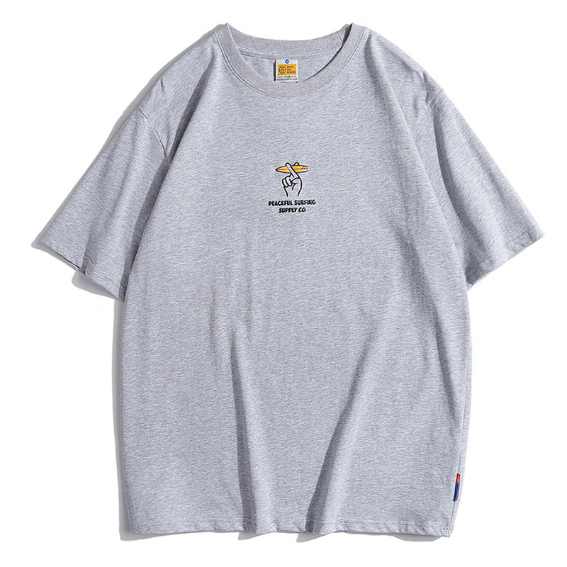 Five-color casual alphabet plain short-sleeved T-shirt