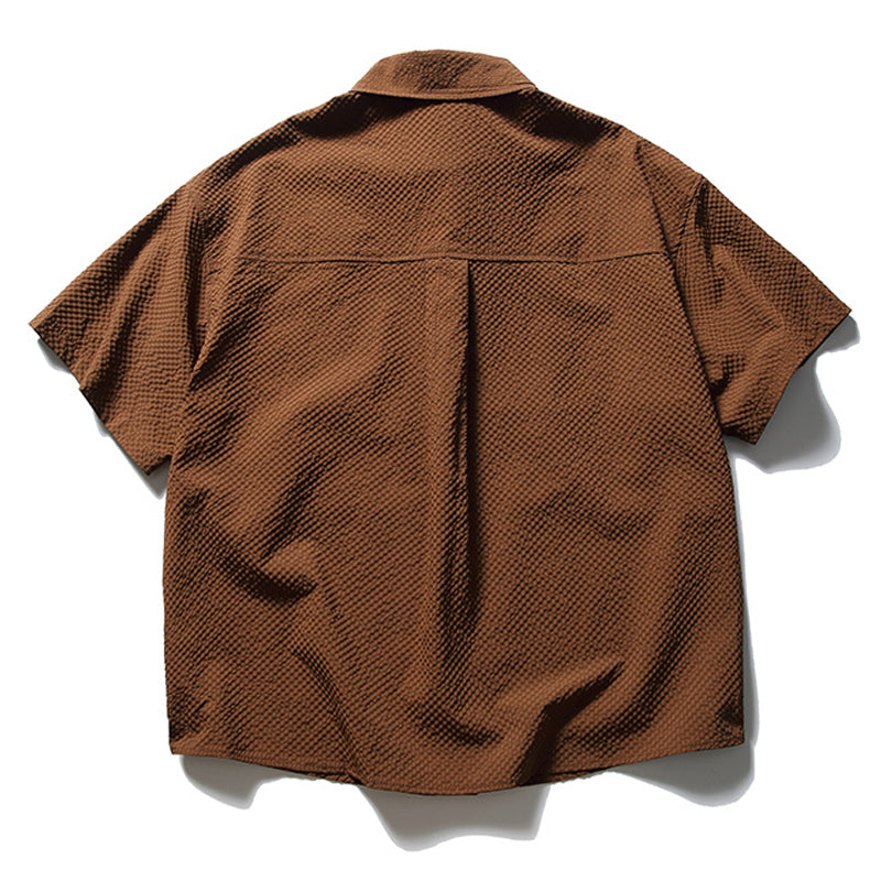 New summer multi-pocket plain short-sleeved shirt