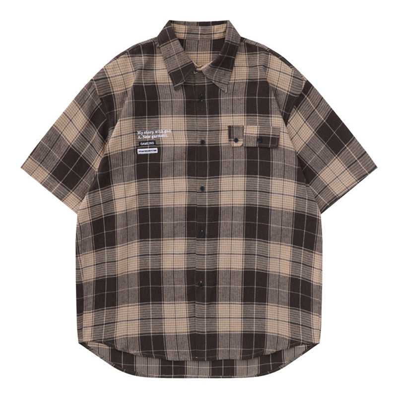 Irregular Retro Check Short Sleeve Shirt