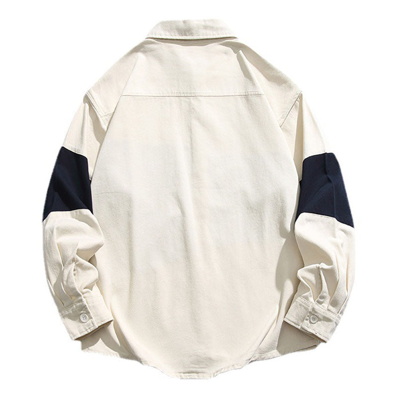 Retro-style pocket long-sleeved shirt