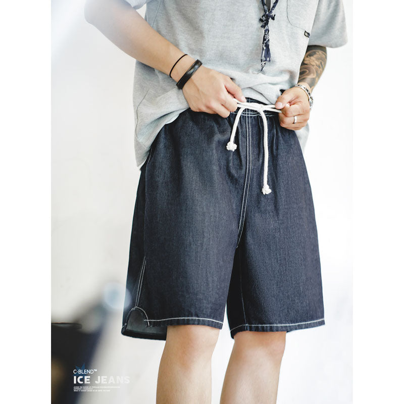 Cool-to-the-touch "C-Blend" denim easy shorts