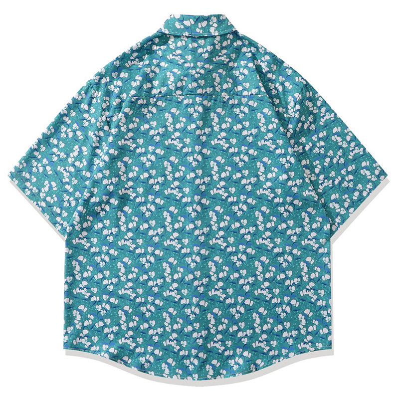 New fresh floral print aloha short sleeve shirt
