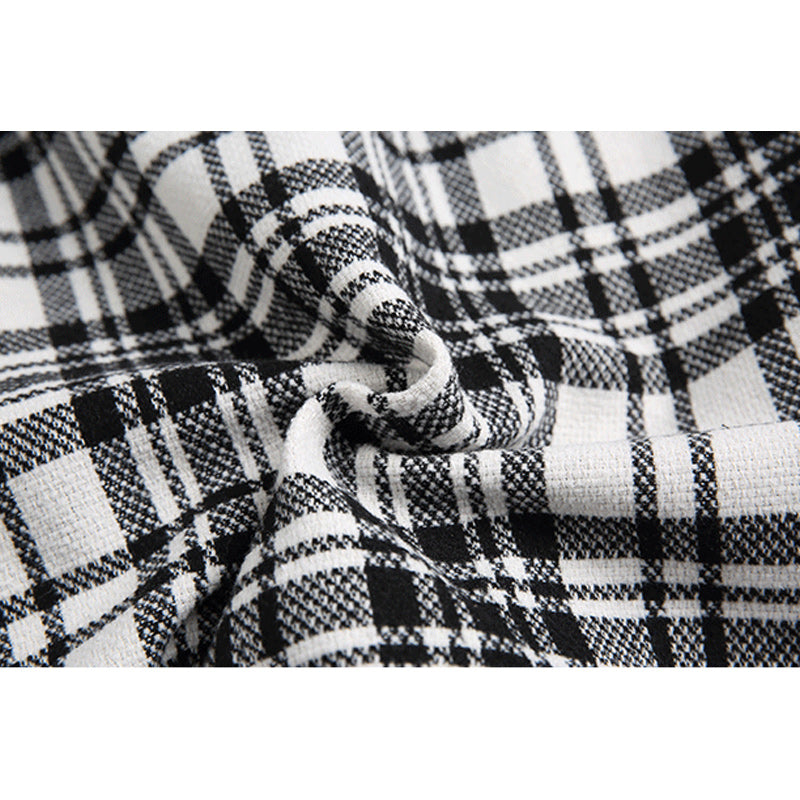 Fashion check pattern long sleeve shirt