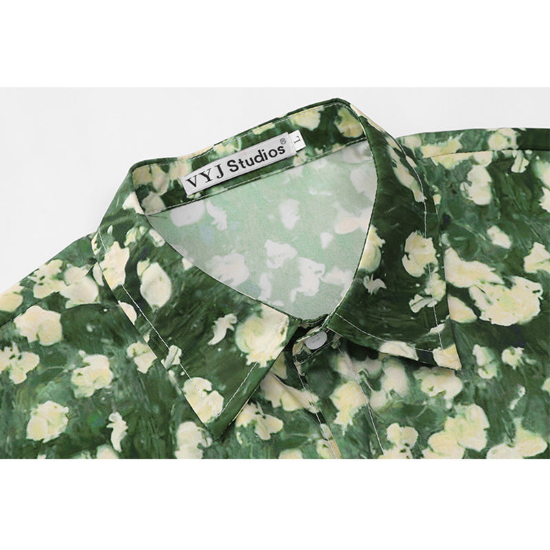 Retro small flower print aloha shirt