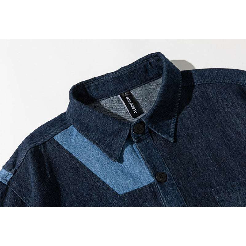 Vintage washed denim shirt with contrasting colors