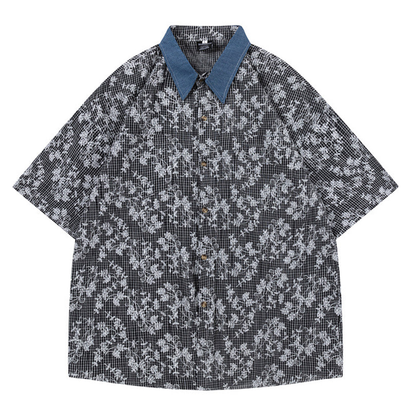 New summer floral print short sleeve shirt