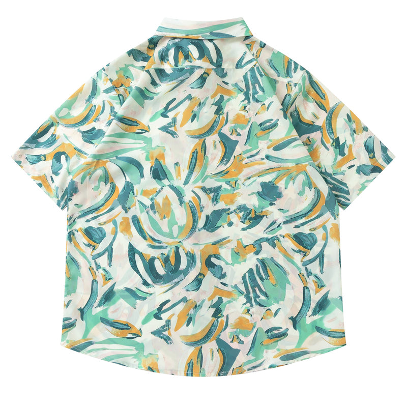New for summer: Graffiti print short-sleeved shirt