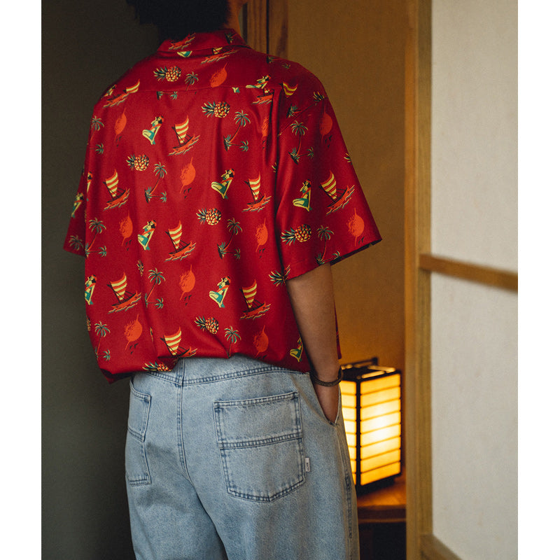 Hawaii Yacht Print Short Sleeve Shirt