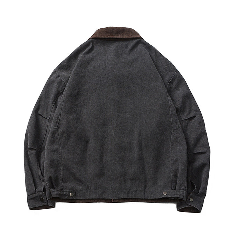 Plain, loose-fitting coat pocket lapel jacket
