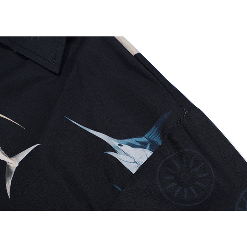 New for summer: Fish print short-sleeved shirt