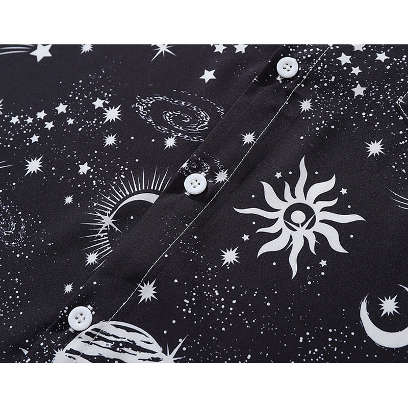 Space/Sky Print Short Sleeve Shirt