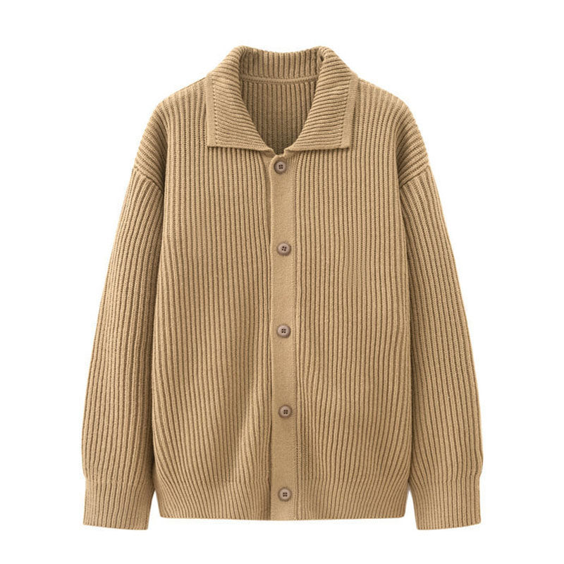 Business & Casual Collared Rib Knit Cardigan