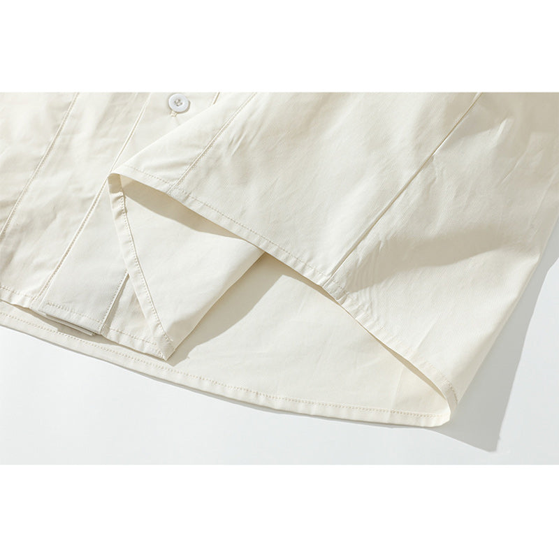 Plain short-sleeved work shirt with pocket