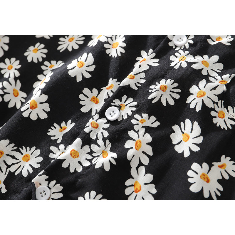 New summer daisy print short sleeve shirt