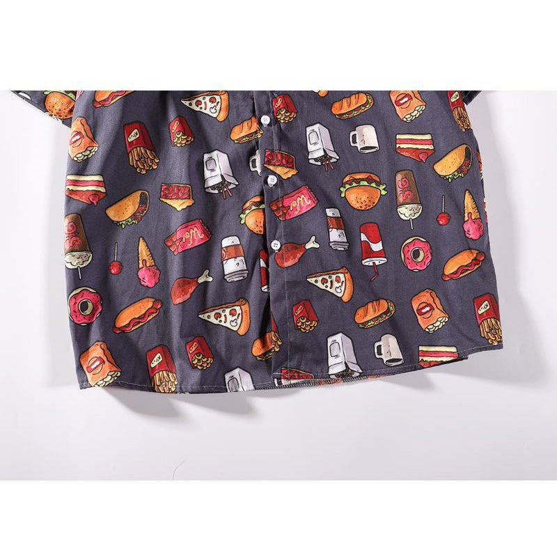 Lightweight Aloha Shirt with Turndown Collar and Fruit Print for Summer
