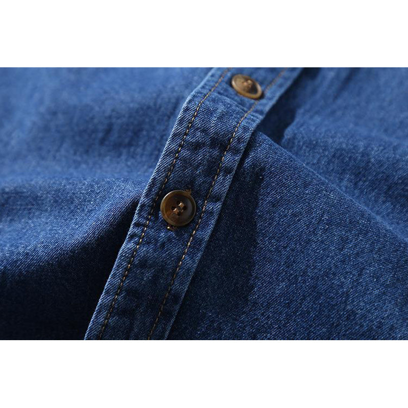 Ethnic pocket denim long sleeve shirt