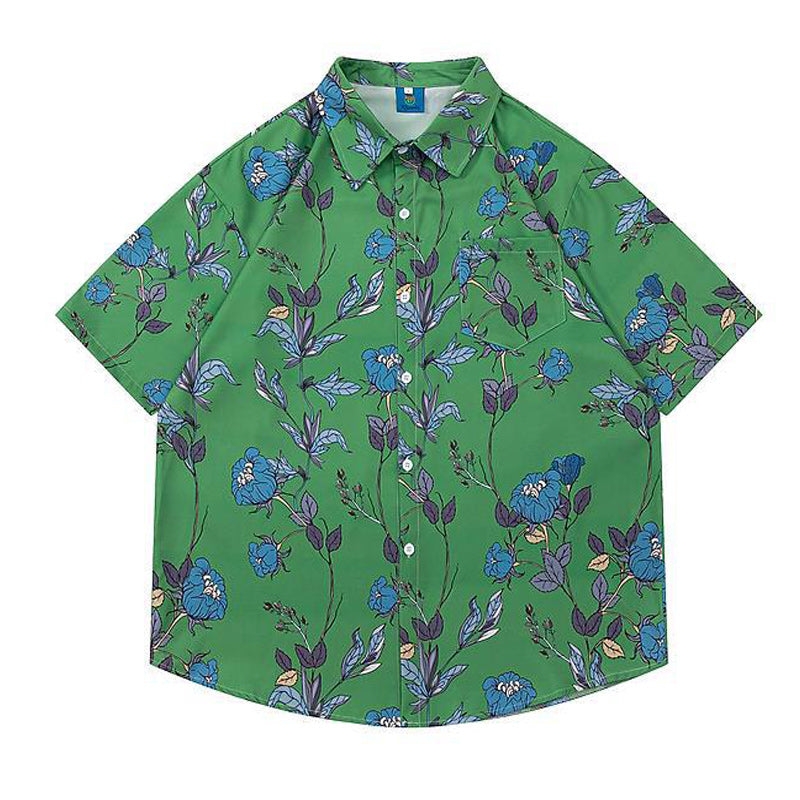 Hawaiian print floral all-over short-sleeved shirt