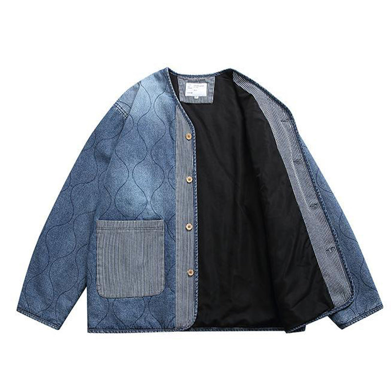American casual denim V-neck jacket