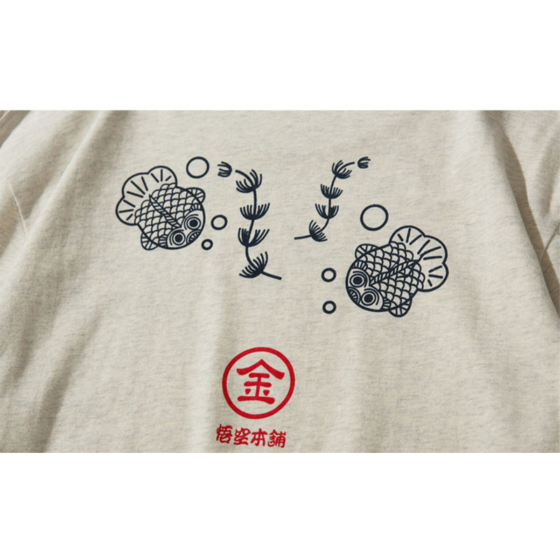 Harajuku style carp print short sleeve t-shirt