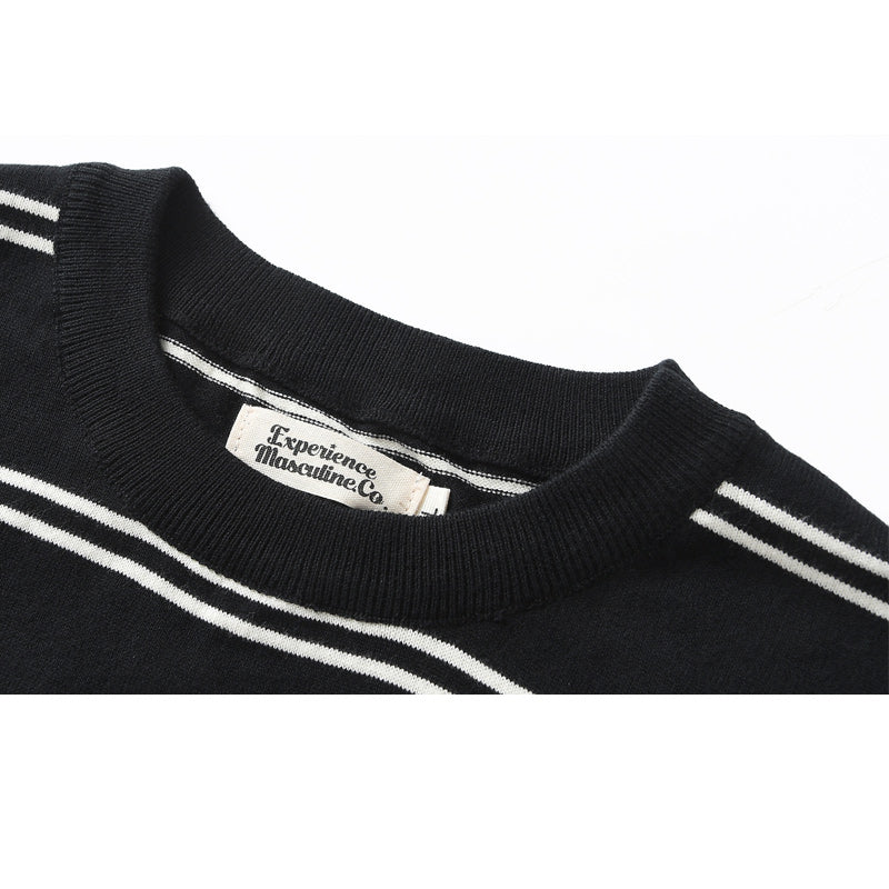 Classic horizontal striped high-quality knit T-shirt for commuting