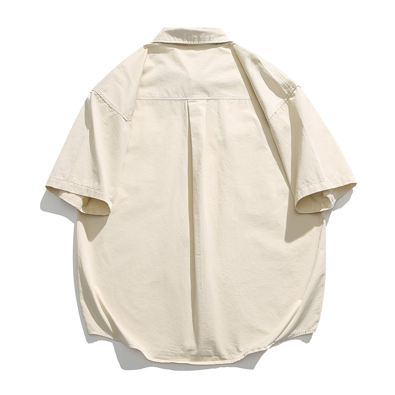 Classic plain zipper pocket work shirt