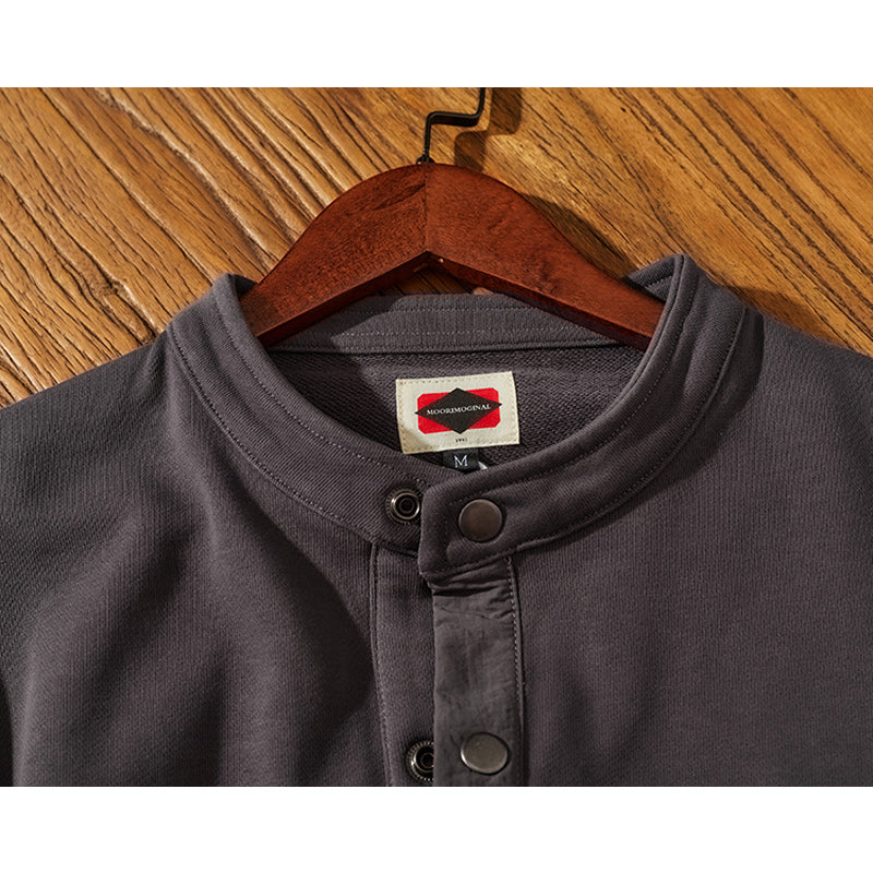 Heavyweight half-button sweatshirt with 3D pockets