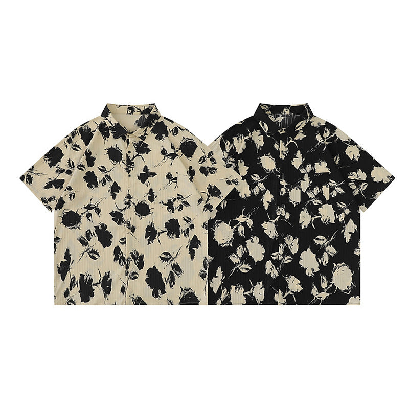 Retro floral short-sleeve Hawaiian quick-drying shirt