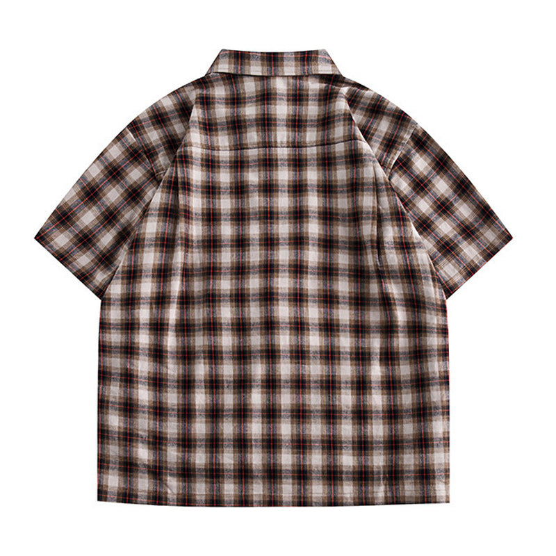 Classic check pattern work short-sleeved shirt