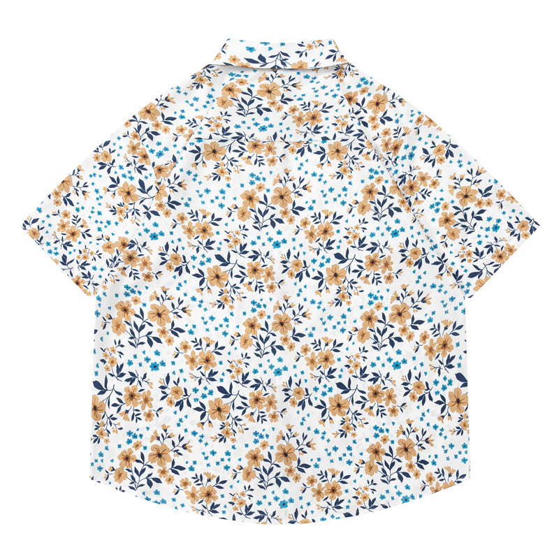 Fresh floral print short sleeve shirt