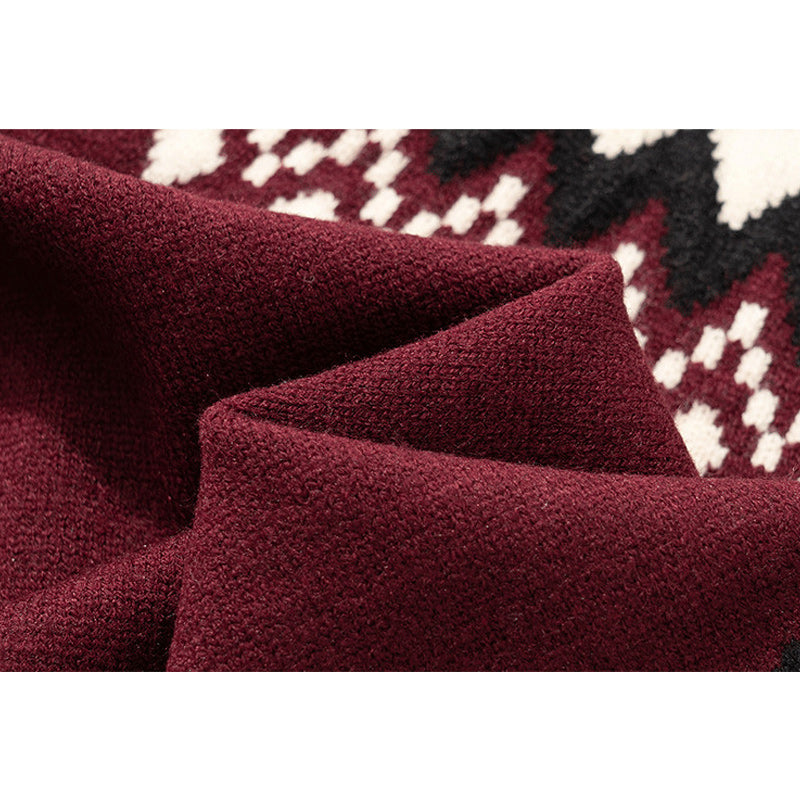 Ethnic Round Neck Knitted Fashion Sweater
