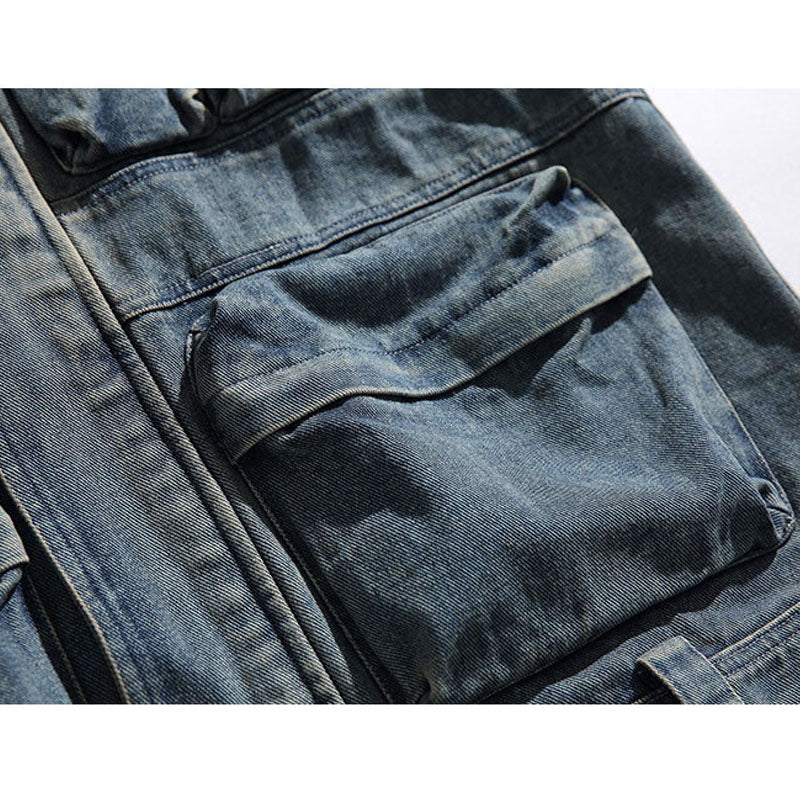Multi Pocket スタンドカラーデニムジャケット