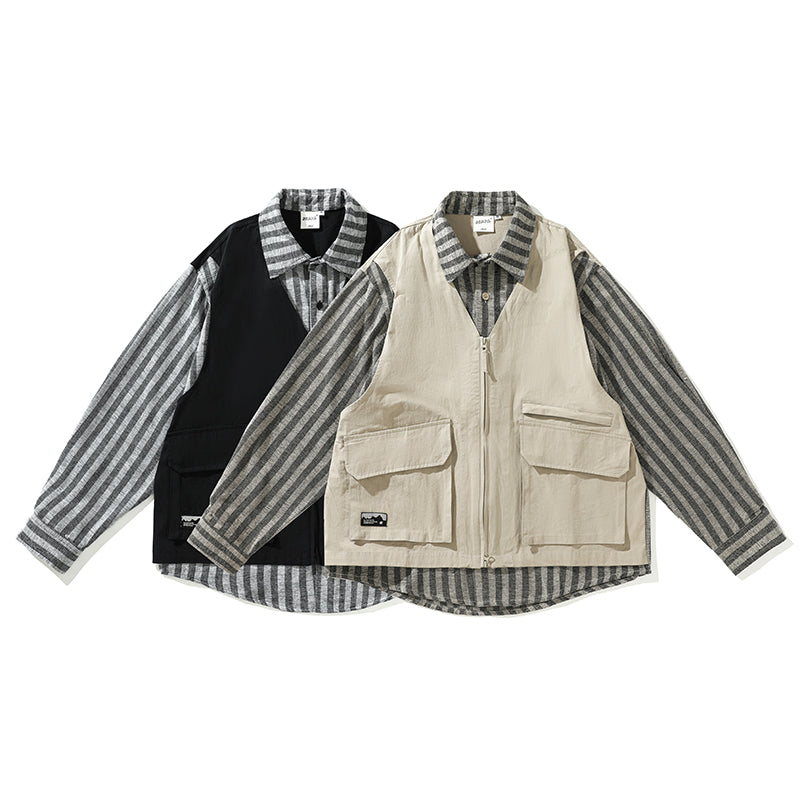 Striped faux layered vest shirt
