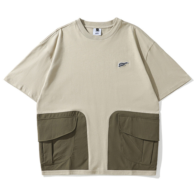 Switching pocket short sleeve T-shirt