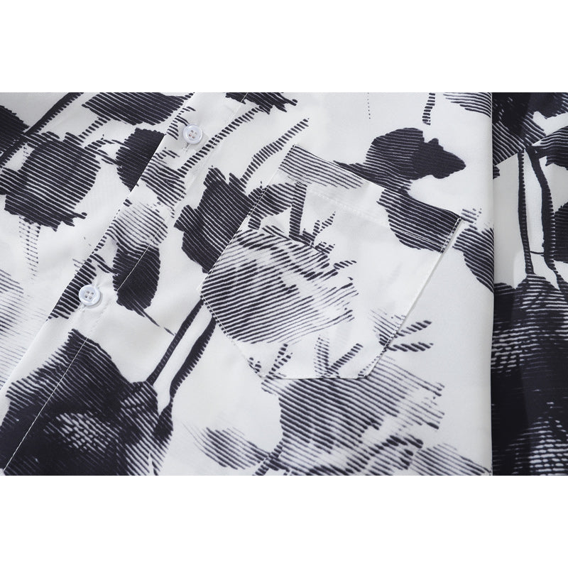 Retro fashion "Ink painting" long sleeve shirt